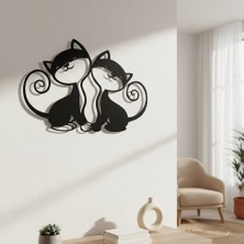 Arussio Tatlı Kediler Çerçevesiz Dekoratif Ahşap Tablo