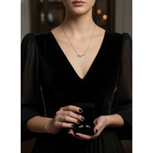 Zarene Silver Pırlanta Fiyonk Aşkı Seti 925 Ayar Küpe&kolye Takım