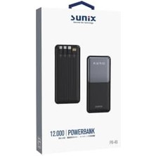 12000 Mah Dijital Göstergeli Dahili Çoklu Kablolu Taşınabilir Powerbank Siyah Pb-49