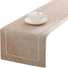 Masa Üstü Örtüsü, 32X180CM Dekoratif Keten Masa Örtüsü, Çiftlik Evi Tarzı, Günlük Kullanım Için Polyester Masa Örtüsü, Düğün ve Ev Dekorasyonu Için (Gri)