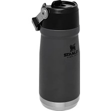 Iceflow Paslanmaz Çelik Pipetli Su Şişesi, Vakum Yalıtımlı Su Şişesi, Ev ve Ofis Için, Hasır Sızdırmaz Kapaklı Yeniden Kullanılabilir Bardak, Kömür, 470 ml