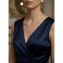 Zarene Silver Asil Tektaş Kolye&küpe 2'li Takım 925 Ayar