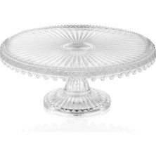 Damla El Yapımı 21 cm Ayaklı Cam Yuvarlak Sunumluk Pasta & Kek Servisi