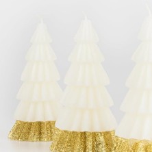 - Ivory Tree Candles - Krem Renk Ağaç Mumlar (3'lü)