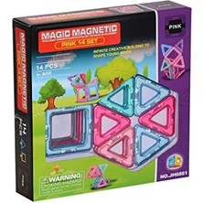 Magnetic Manyetik 14 Parça Kare Üçgen Pink Set KZL-JH6861