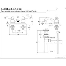 KB605B Lavabo Bataryası, 4 ", Yağ Ovuşturdu Bronz
