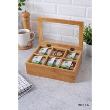 Nokka 6 Gözlü Kapaklı, Mdf Çok Amaçlı Dekoratif Kutu, Takı Organizeri, Saklama Kutusu Çerezlik 24X16 cm
