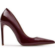 Jabotter %100 Deri Bordo Kadın Stiletto Monaco Rugan 10 cm Stiletto