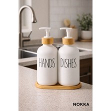 Nokka Bambu Stantlı Sıvı Sabunluk Seti 550 ml