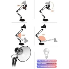 Akrobat Tertial Masa Lambası – 360° Hareketli Oynar Başlıklı Metal Gövde, Masa Üstü Çalışma ve Kitap Okuma Lambası, Sağlam Malzeme ile Uzun Ömürlü Aydınlatma-Ev Tipi Ampül (Siyah)