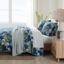 Bahama - Kral Yorgan Seti, Ters Çevrilebilir Pamuklu Yatak Örtüleri, Her Mevsim Için Nefes Alabilir Ev Dekoru (Güney Esintisi Koyu Mavi,)