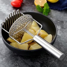 Paslanmaz Çelik Yaylı Patates Ezici - 24,5 cm Patates Presi | Ergonomik Saplı Sebze Ezme Aleti | Manuel Püre Yapıcı |