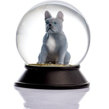Cam ve Reçine Altın Patiler Köpek French Bulldog (Gri) Kar Küresi Hediye