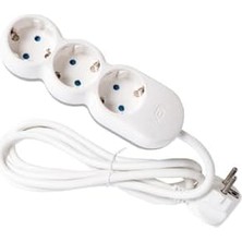 3lü 1.5 Metre Grup Priz Uzatma Kablosu, Çocuk Korumalı, Topraklı Priz - 3500 Watt, 10 Amper, Beyaz Renk (1,5 Metre)