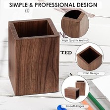 Masa Kalemliği, Ahşap Kalemlik Organizer, Kare Kalem Kutusu, Ceviz Ağacından El Yapımı, Masa Dekorasyonu, Ofis ve Ev Kullanımı Için Şık Kalem Tutucu, Kırtasiye ve Fırçalar Için