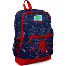 Dört Bölmeli Lacivert Kırmızı Örümcek Desenli Ilkokul Çantası 23720