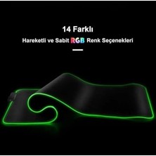 Rgb Mouse Pad 80X30 Cm, 4 mm Kalınlık, Parlak Su Geçirmez Yüzey, Oyuncu Gaming Xxl Mausepad, 14 Farklı Renk Modu (Parlak Siyah)