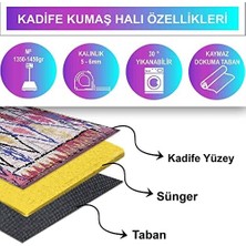 Dizayn Cora Desenli Pamuk Tabanlı Yıkanabilen Kaydırmaz Antibakteriyel Salon Halısı 160X230