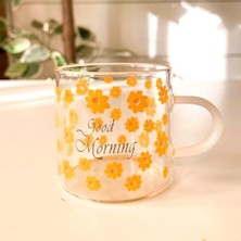 6 Adet 120 ml Cam Papatya Desenli Fincan Espresso Kahve Fincanı Isıya Dayanıklı Çay Seti Çay Fincanı