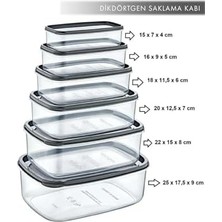 6 Lı Set Dikdörtgen Saklama Kabı Seti - Platin Serisi Beyaz