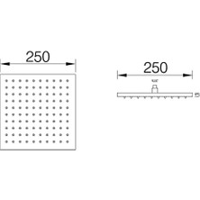 Tepe Duş Başlığı Kare Slim 304 Metal 25X25 cm