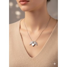 Çelik Kadın Gümüş Zirkon Taşlı Kalpli Kolye