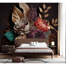 Grown 3D Renkli Çiçekli Duvar Kağıdı