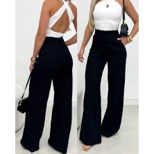 Arben Boutique Kadın Yüksek Bel Paçaya Doğru Genişleyen Ithal Krep Pantolon