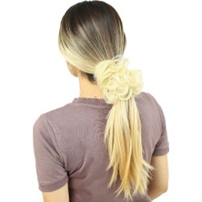 Elma Shop Saçlı Lastikli Topuz Toka / Platin