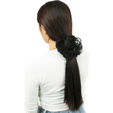 Elma Shop Saçlı Lastikli Topuz Toka / Siyah