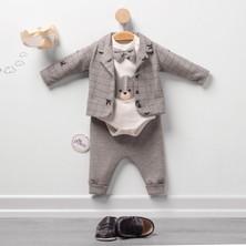 Ozz Baby Yeni Doğan Erkek Bebek Papyonlu Badili Ceketli Takım(0-3)(3-6)(6-9)Ay