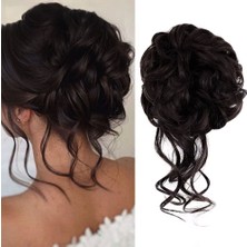 Elma Shop Saçlı Lastikli Kuyruklu Topuz Toka / Koyu Kestane