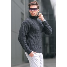 Madmext Antrasit Balıkçı Yaka Erkek Triko Kazak 6854