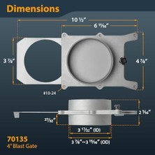 70135-P6V 10 cm Alüminyum Patlama Kapısı, Toz Toplayıcı/vakum Bağlantıları Için, 6 Pk