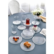 18 Parça Çay Seti Takımı - Pasta Tabağı, Çay Bardağı, Çay Tabağı - Sade Modern Kahvaltı Takımı Seti