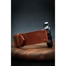 North's Nature 22MM Hakiki Deri Saat Kordonu | El Işçiliği | Yan Dikişli | Kahverengi | Klasik Saat Kayışı