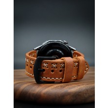 North's Nature 24MM Hakiki Deri Saat Kordonu | El Işçiliği | Çapraz Dikişli | Camel | Klasik Saat Kayışı