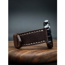 North's Nature 22MM Hakiki Deri Saat Kordonu | El Işçiliği | Düz Dikişli | Acı Kahve | Klasik Saat Kayışı