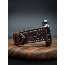North's Nature 24MM Hakiki Deri Saat Kordonu | El Işçiliği | Delikli | Acı Kahve | Klasik Saat Kayışı