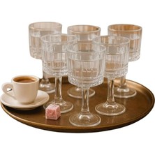 6’lı Ayaklı Cam Kahve Yanı Seti – Şık Tasarımlı, Kristal Görünümlü, Misafir Sunum ve Özel Davetler Için Bardak Takımı