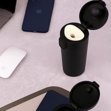 380 ml Siyah Sızdırmaz Termos Matara – Çift Katmanlı Paslanmaz Çelik, Isı Yalıtımlı Seyahat ve Ofis Kupası