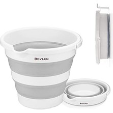 12 Litre Katlanabilir Kova - Akordiyon Katlanır Kova - Araba Kovası - Gri - 32.5 x 27.5 x 6 cm - Pp+ Tpr