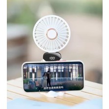Aet Mini Klima 5 Kademeli Şarjlı Taşınabilir Dijital LED Göstergeli El Fanı Vantilatör - Beyaz