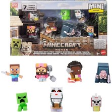 Mattel Minecraft Oyuncak Seti ve 7 Mini Aksiyon Figürü, Bir Minecraft Filmi'nden Ilham Alan Mini Mode Çoklu Paket, Steve ve 3 Özel Karakter, JFM37