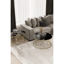 Home Plus Mobilya Kum Saati Orta Sehpa & Zigon Sehpa Set Gold Kaplama Siyah Ayna