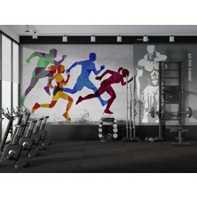 Grown Geometrik Renkli Koşucular Spor Duvar Kağıdı