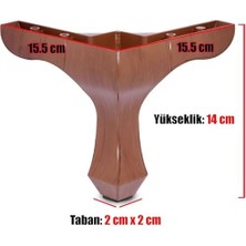 Mobilya Kanepe Koltuk Çekyat Yükseltme Ayağı Plastik, Lükens Kahve 14 Cm, 4 Adet
