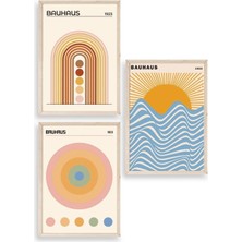 Soi Home Bauhaus Üçlü Ahşap Çerçeveli Tablo