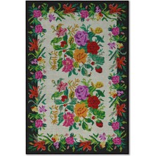 Rose'n Home Arte VN006 Vintage Klasik Çiçek Figürlü Dekoratif Şönil Halı