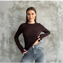 MEYMERS Kadın Beyaz Uzun Kollu Parmak Detaylı Basic Body